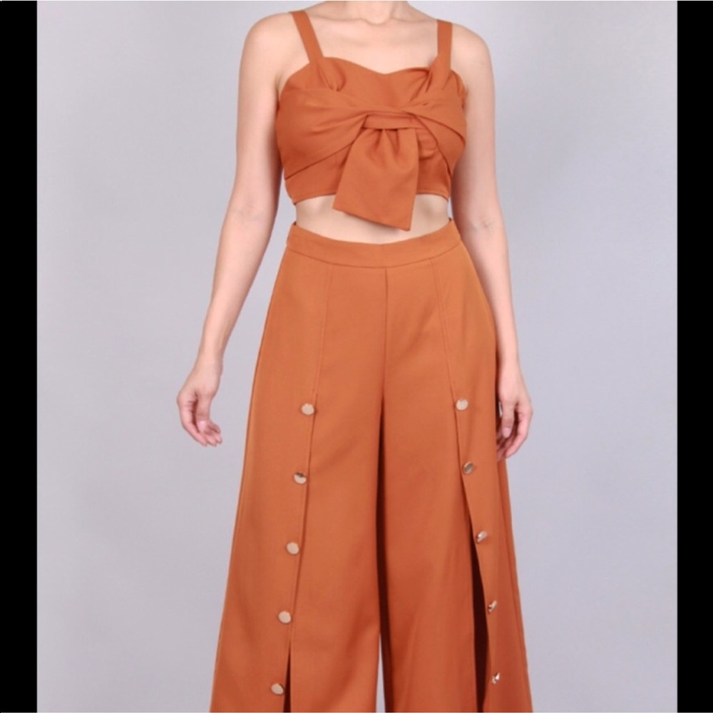 Caramel Kiss Button Pants Set